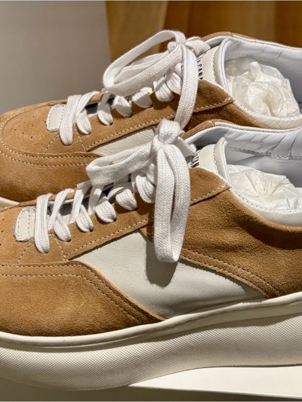 La CANADIENNE Platform Sneakers in White and Tan